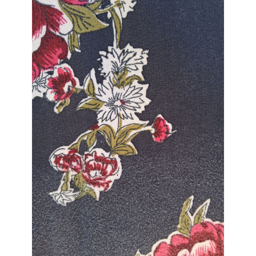 Free People Floral Crewneck Sweatshirt in Charcoal with Red & Green Flowers - Picture 8 of 13
